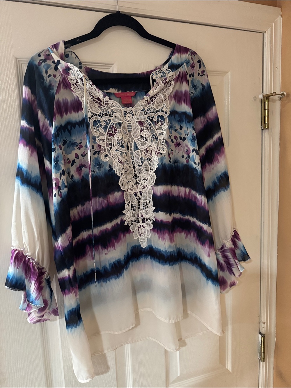 Sunny Leigh Purple & Blue Tie-Dye Lace Tunic